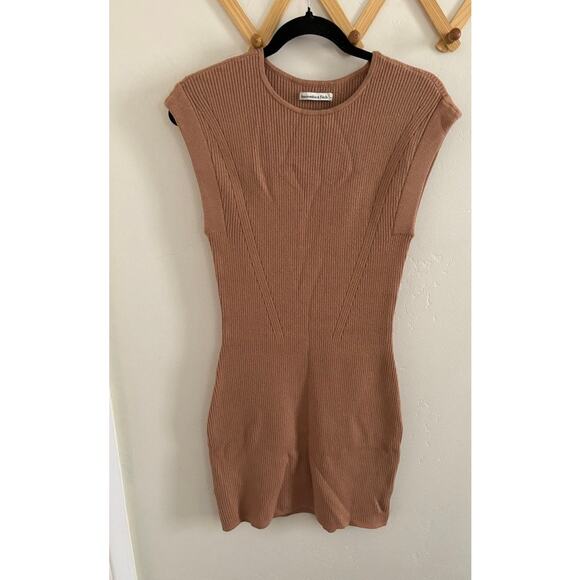 Abercrombie & Fitch Dress Women's Small Tan Knit Mini Sleeveless Bodycon Sweater - Picture 2 of 7